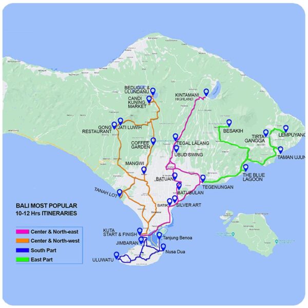 Bali Reccommened Tour map